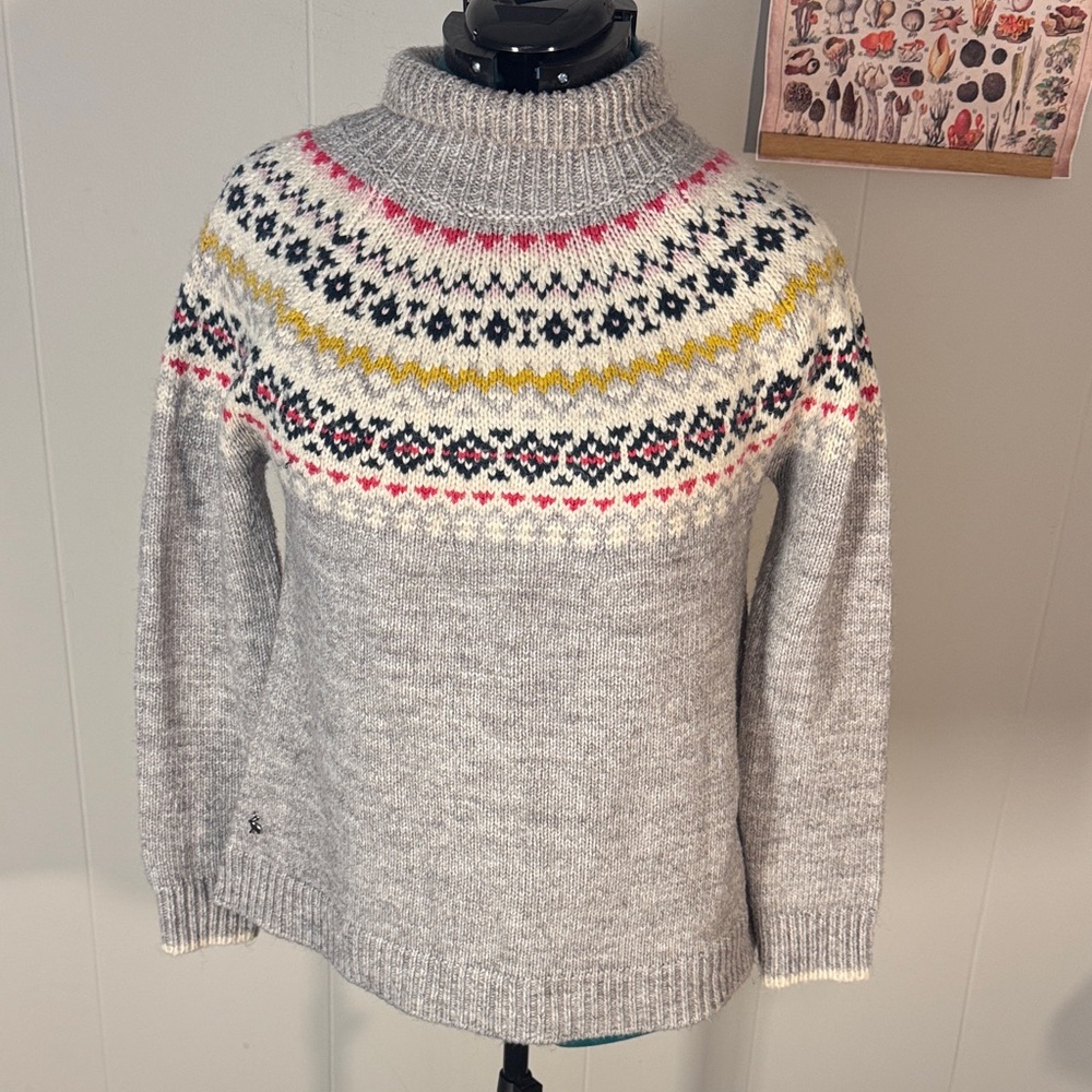 Joules Gray Fair Isle Turtleneck Sweater